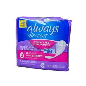 Always Discreet Liners for Women, Very Light Absorbency, 44 Count